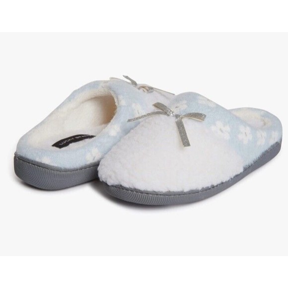 Lucky Brand Girls Floral Collar Bow Sherpa Clog Fuzzy Slippers, Sz Large 2-3 New - Picture 4 of 9